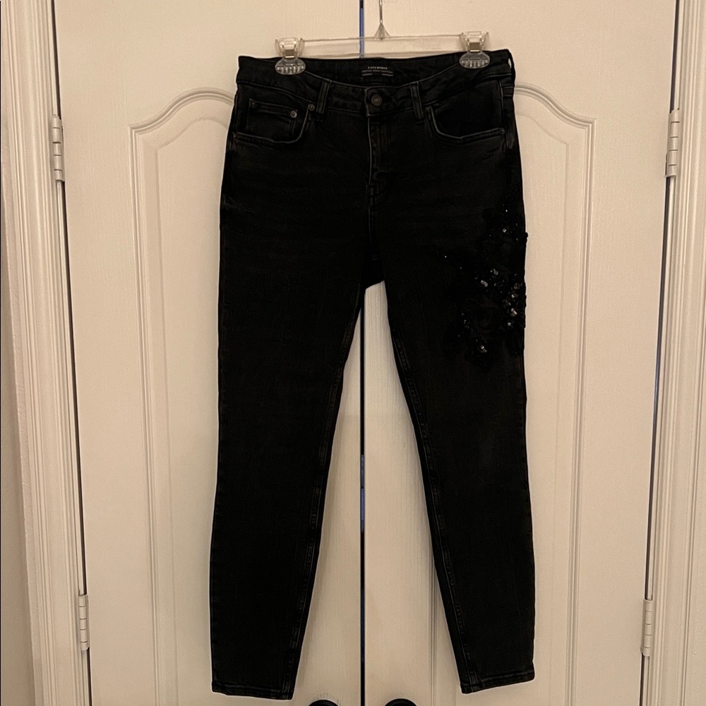 Zara Black Skinny Jeans with Sequin Detail